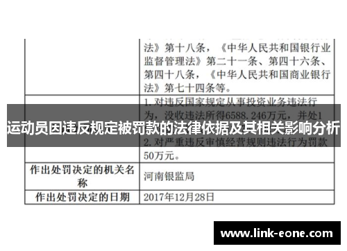 运动员因违反规定被罚款的法律依据及其相关影响分析
